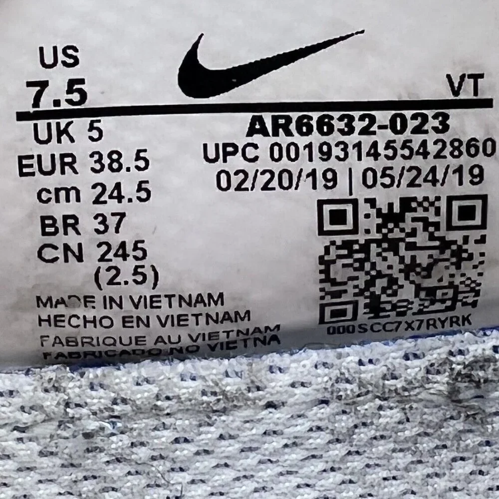 Nike Air Vapormax 2019 Grey Running Trainers Women Shoes AR6632-023 Size 7.5